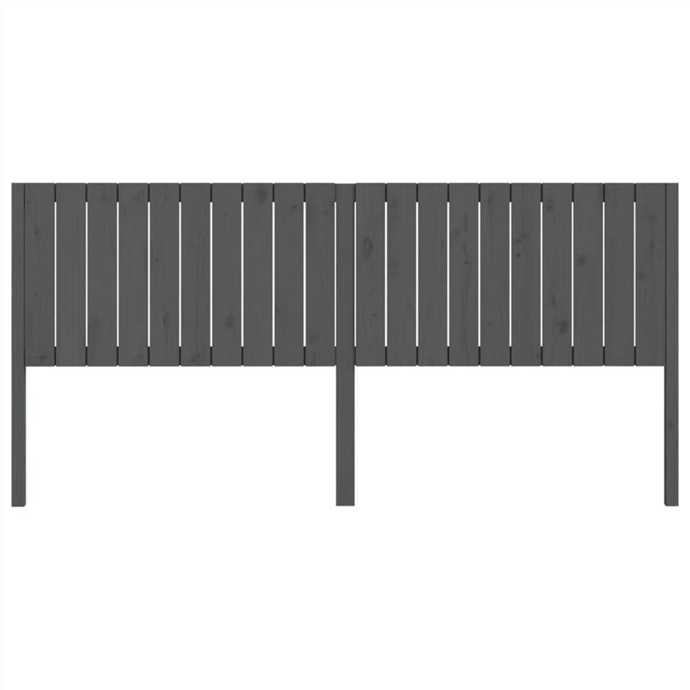 Bed Headboard Grey 205.5x4x100 cm Solid Wood Pine