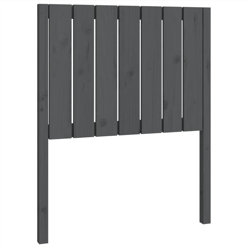 Bed Headboard Grey 80.5x4x100 cm Solid Wood Pine