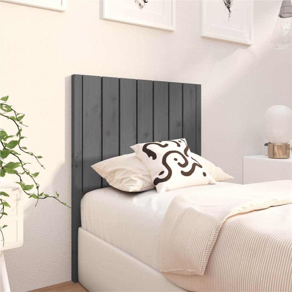 Bed Headboard Grey 80.5x4x100 cm Solid Wood Pine