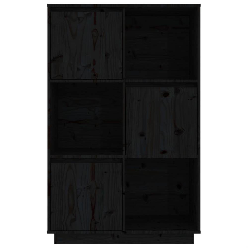 Highboard Black 74x35x117 cm Solid Wood Pine