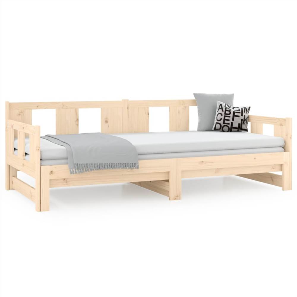 Pull-out Day Bed Solid Wood Pine 2x(90x190) cm