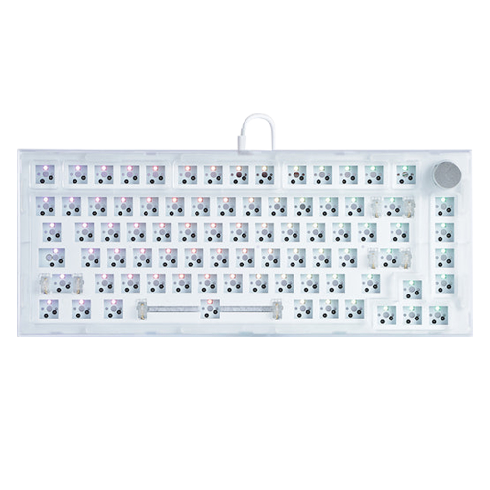 

NEXT TIME 75 (X75) 82keys 75% Gasket Hot Swappable Wired Mechanical Keyboard Kit With Knob Control - Transparent White, Black