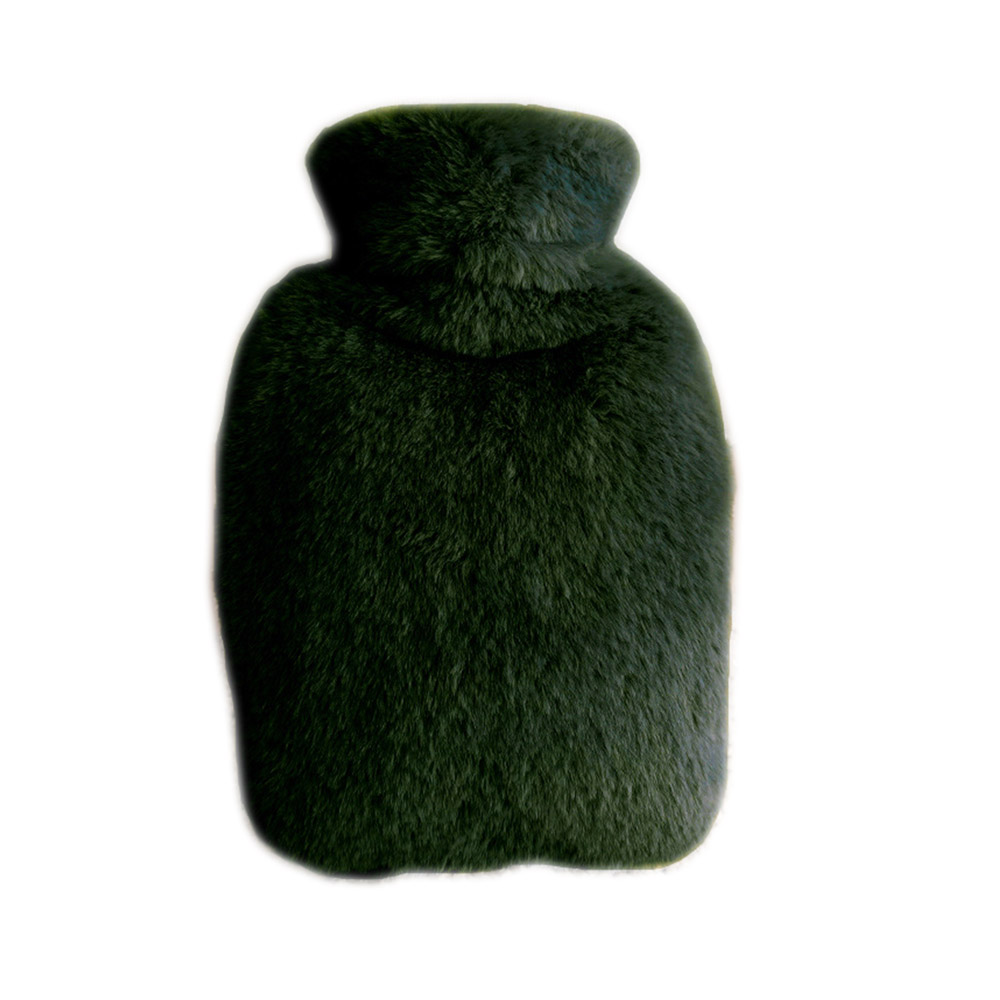

2000ml Thickened Hot Water Bottle, Washable Plush Cloth Cover, Water-Filled PVC Inner Tank Hand Warmer - Dark Green