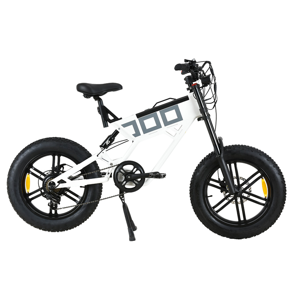 

KUGOO T01 Electric Bicycle 48V 500W Motor 13Ah Battery 20*4.0 Inch Fat Tires 38Km/h Max Speed Shimano 7-Speed Gears Hydraulic Brakes 50-65KM Mileage 150KG Load Electric Mountain Bike - White