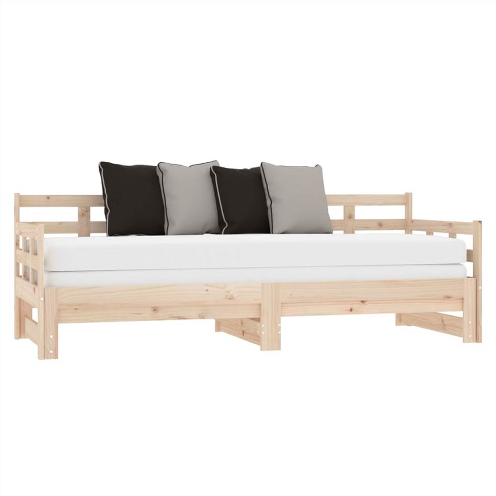 Pull-out Day Bed Solid Wood Pine 2x(90x190) cm