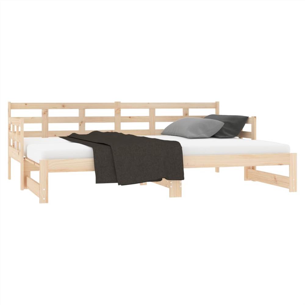 Pull-out Day Bed Solid Wood Pine 2x(90x190) cm
