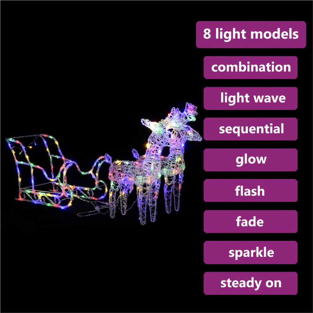 Reindeers & Sleigh Christmas Decoration 320 LEDs Acrylic