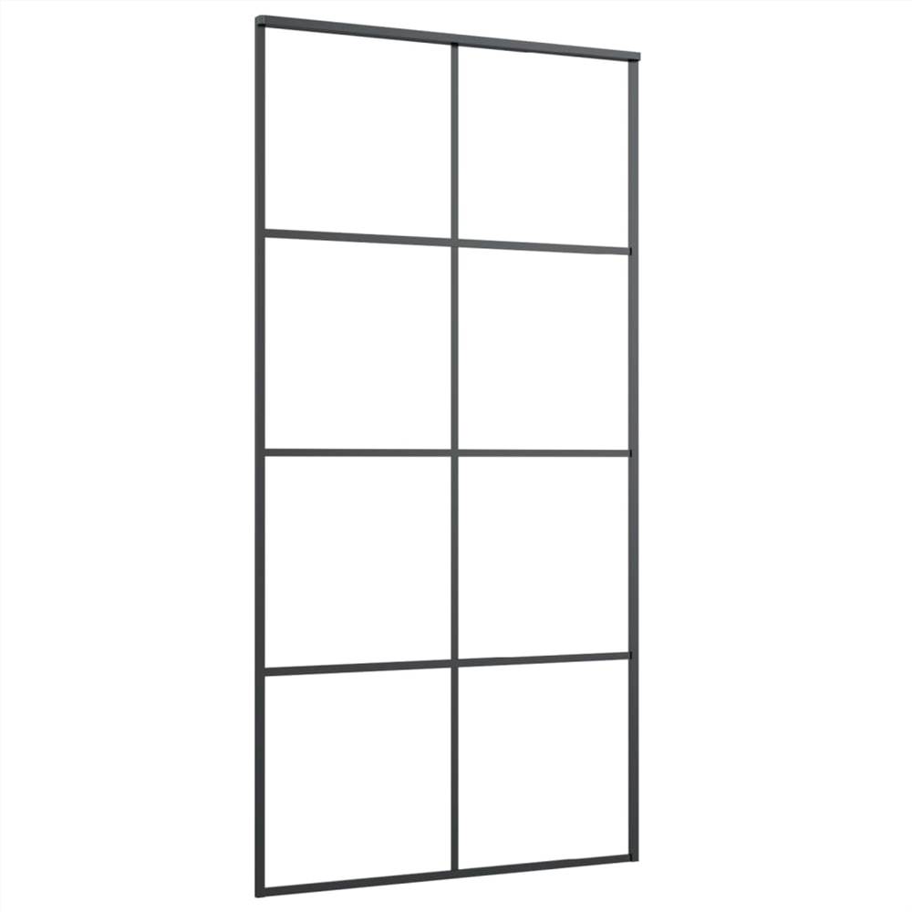 Sliding Door Black 102.5x205 cm ESG Glass and Aluminium
