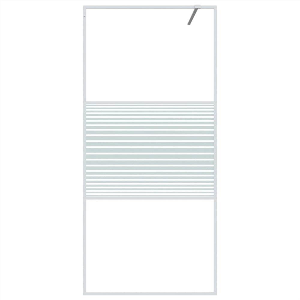Walk-in Shower Wall White 90x195 cm Clear ESG Glass