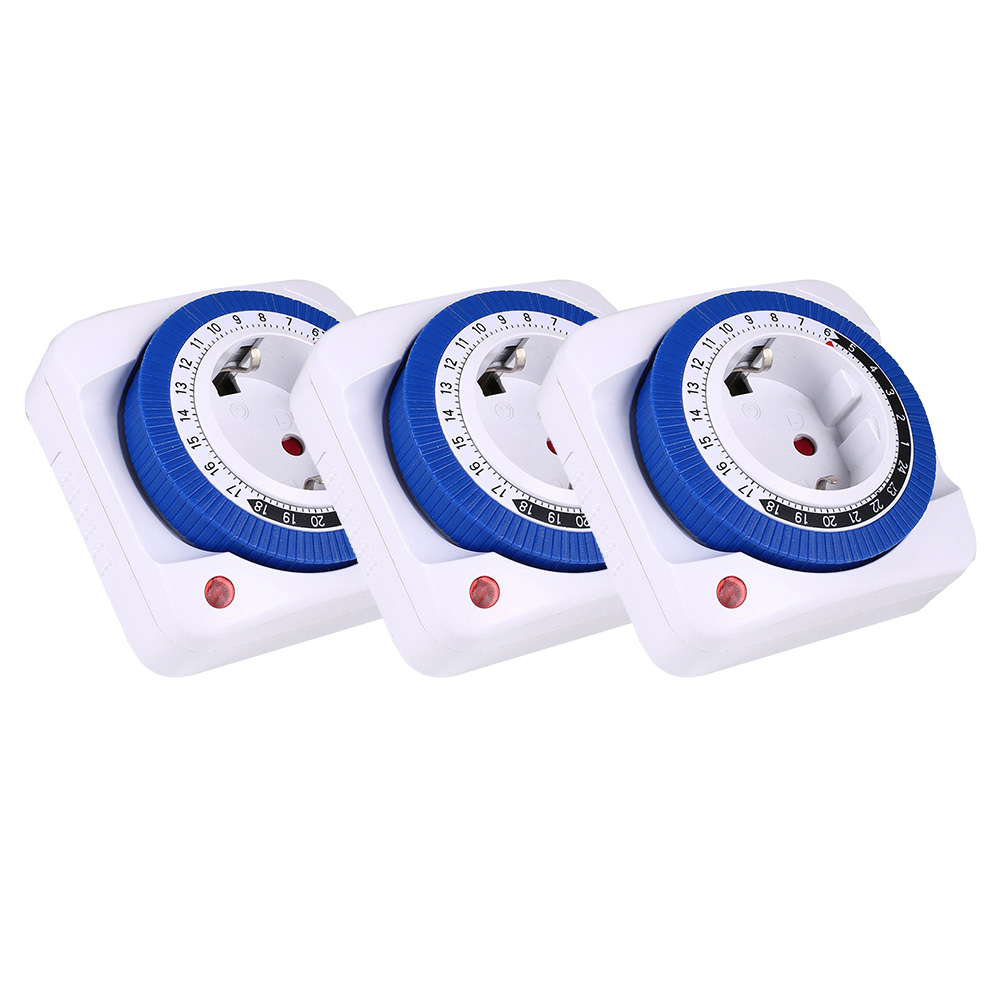 

3PCS TIMEBEST GMT01A Mechanical Programmable Timer Switch, 230V 24 Hours Smart Countdown Timer Socket, Auto Power Off - EU Plug