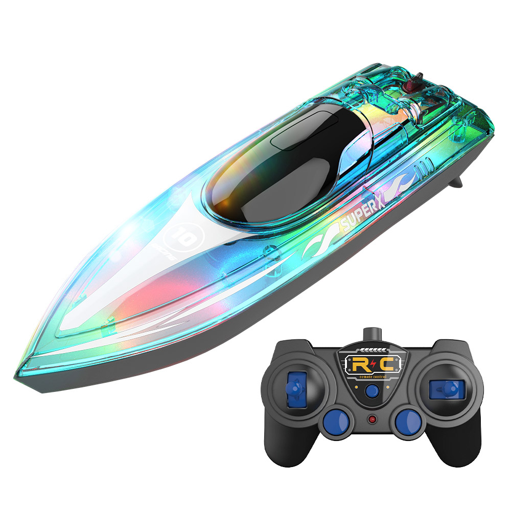 

Flytec V555 2.4GHz Racing RC Boats 15KM/H With Transparent Cover And Bright LED Light Effect - Green Two Batteries