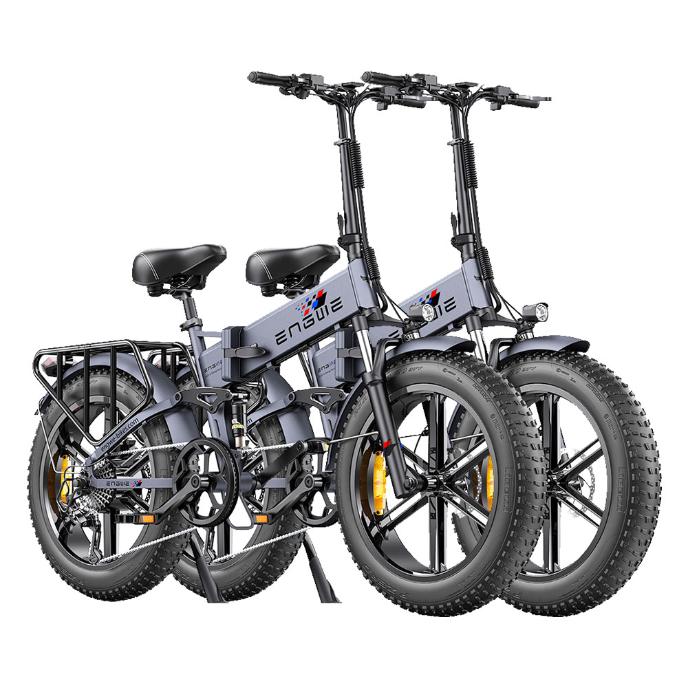 

2PCS ENGWE ENGINE Pro Folding Electric Bike 20*4.0 Inch Fat Tire 750W Brushless Motor 48V 16Ah Battery 45Km/h Max Speed Up to 120KM Range 8 Speed System LCD Smart Display Hydraulic Disc Brakes Mountain Bicycle - Grey