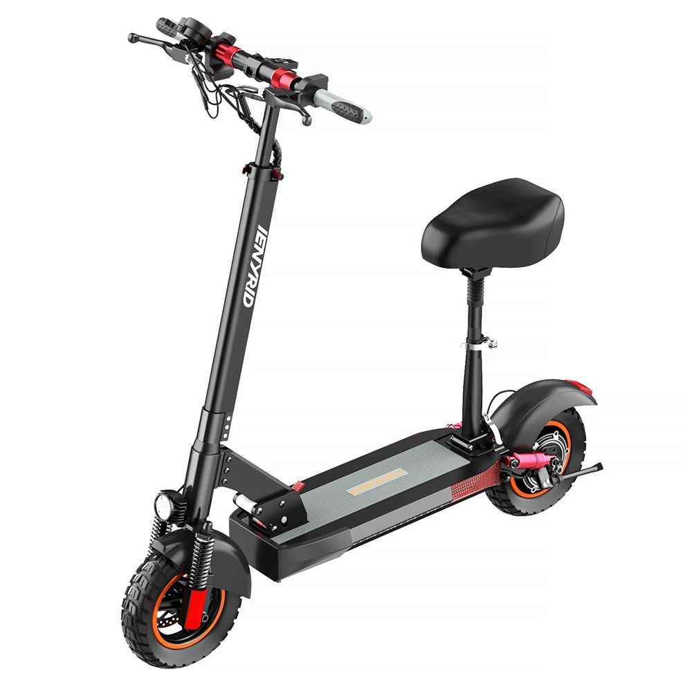 

iENYRID M4 Pro S Electric Scooter 10 Inch Off-Road Tires 48V 600W Motor 40-45Km/h Max Speed 16Ah Lithium Battery 40-60KM Range 150KG Max Load Mechanical Disc Brakes with Seat