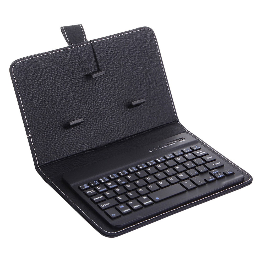 

Portable Wireless Bluetooth Keyboard with Faux Leather Case for iPhone Samsung Xiaomi Smartphones within 7 inches Phone - Black
