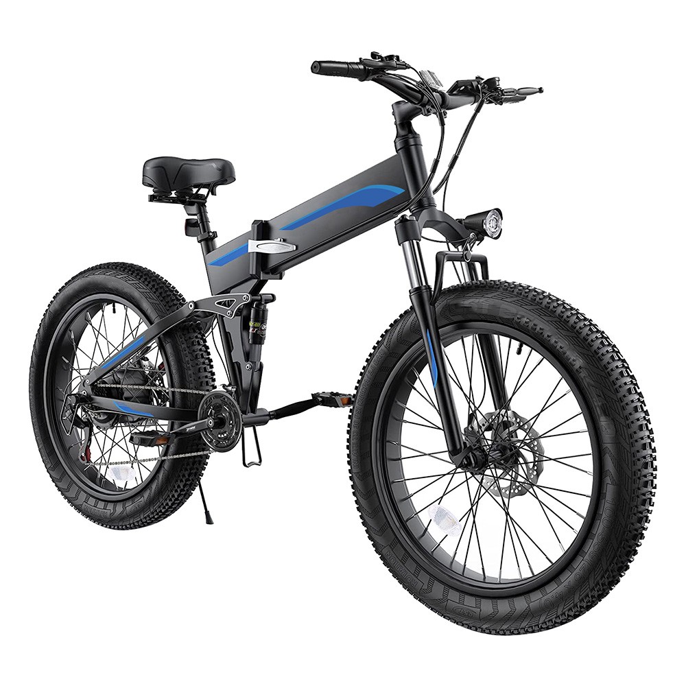 

K5F Electric Bike 26*4.0 Inch Fat Tire, 500W Motor 35km/h Max Speed, 48V 10Ah Battery, Disc Brake, 120kg Load - Black & Blue
