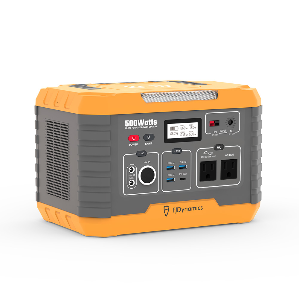 

FJDynamics PowerSec MP500 Portable Power Station 500W (Peak 1000W), 520Wh Backup Battery Pure Sine Wave AC Output with 2 x AC Outlets, 10W Wireless Charging, 9 Output Ports, LED Light, Solar Generator for Outdoor Camping, Home Emergency, RV - US Plug, Mul