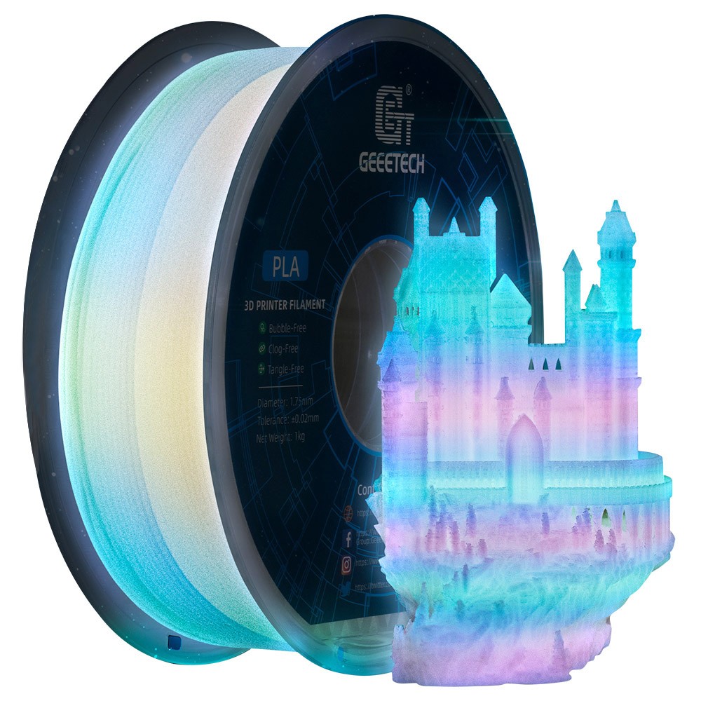 

Geeetech Luminous PLA Filament for 3D Printer, 1.75mm Dimensional Accuracy +/- 0.03mm 1kg Spool (2.2 lbs) - Multicolor, Mix color