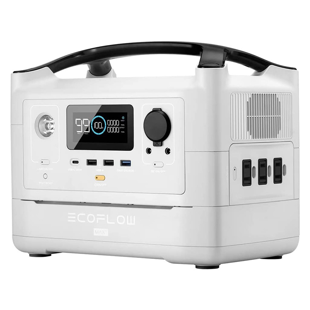 

EcoFlow RIVER Max Plus Portable Power Station, 720Wh Detachable Battery Solar Generator, 600W AC Output, 10 Outlets, App Control, Charge to 80% in 1 Hour, White