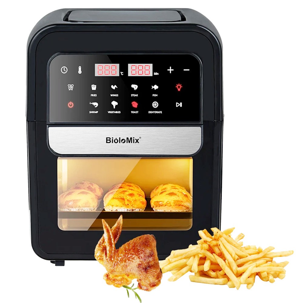 

BioloMix AF536 Multifunctional Air Fryer, 1400W Electric Oven, 7L Capacity, 8 Cooking Presets, Touch Screen, 60min Timer, Black