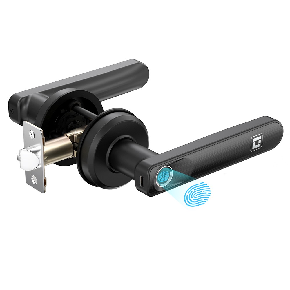 

Geek Smart L-B203 2 in 1 Fingerprint Door Lock with Handle, Mechanical Key, Auto Lock, for Homes, Apartments, Office, Hotels - Black