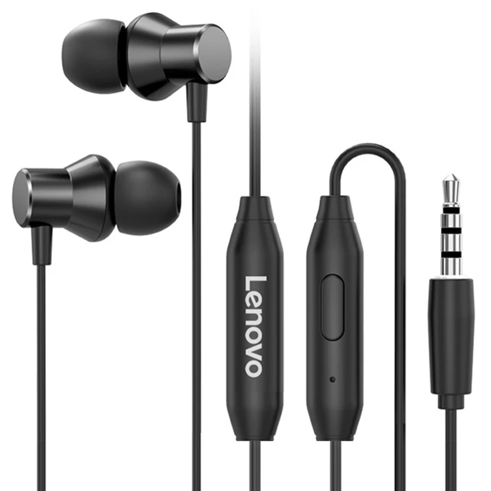 

Lenovo HF130 3.5mm Wired Headphone In-Ear Heavy Subwoofer Driver Stereo with Microphone - Black