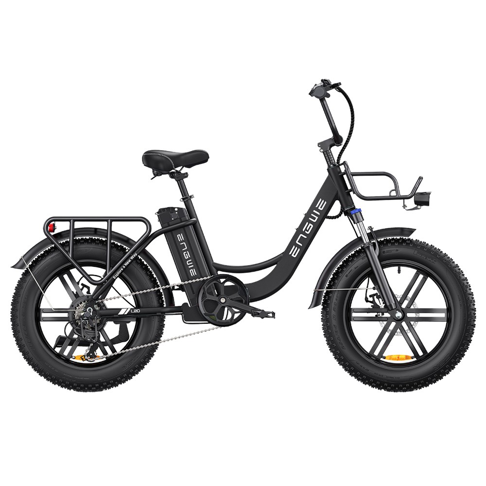 

ENGWE L20 Electric Bike 20*4.0 inch Fat Tire 250W Motor 25km/h Max Speed 48V 13Ah Battery 140km Mileage Max Load 120kg Shimano 7-Speed Transmission - Black