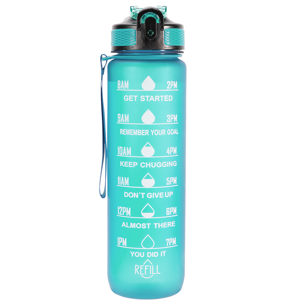 

OOLACTIVE GF-1202 32oz Water Bottle with Straw Motivational Water Bottle with Time Marker - Green