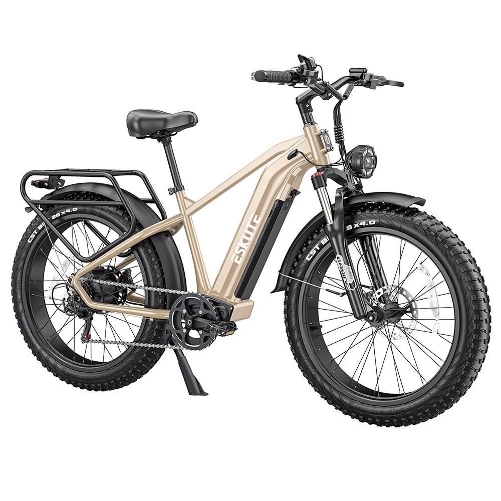 

ESKUTE Spark X Electric Bike 26*4.0 inch Fat Tires 750W Motor 28mph Max Speed 48V 20Ah Battery 70 Miles Range - Yellow