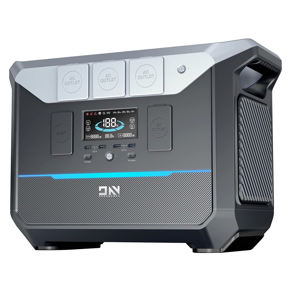 

DaranEner NEO2000 Portable Power Station, 2073.6Wh LiFePO4 Battery Solar Generator, 2000W AC Output, 1.8 Hours Full Charge, 14 Ports, Wireless Charging, for Outdoors Camping, Travel, RV, Home Emergency, Black