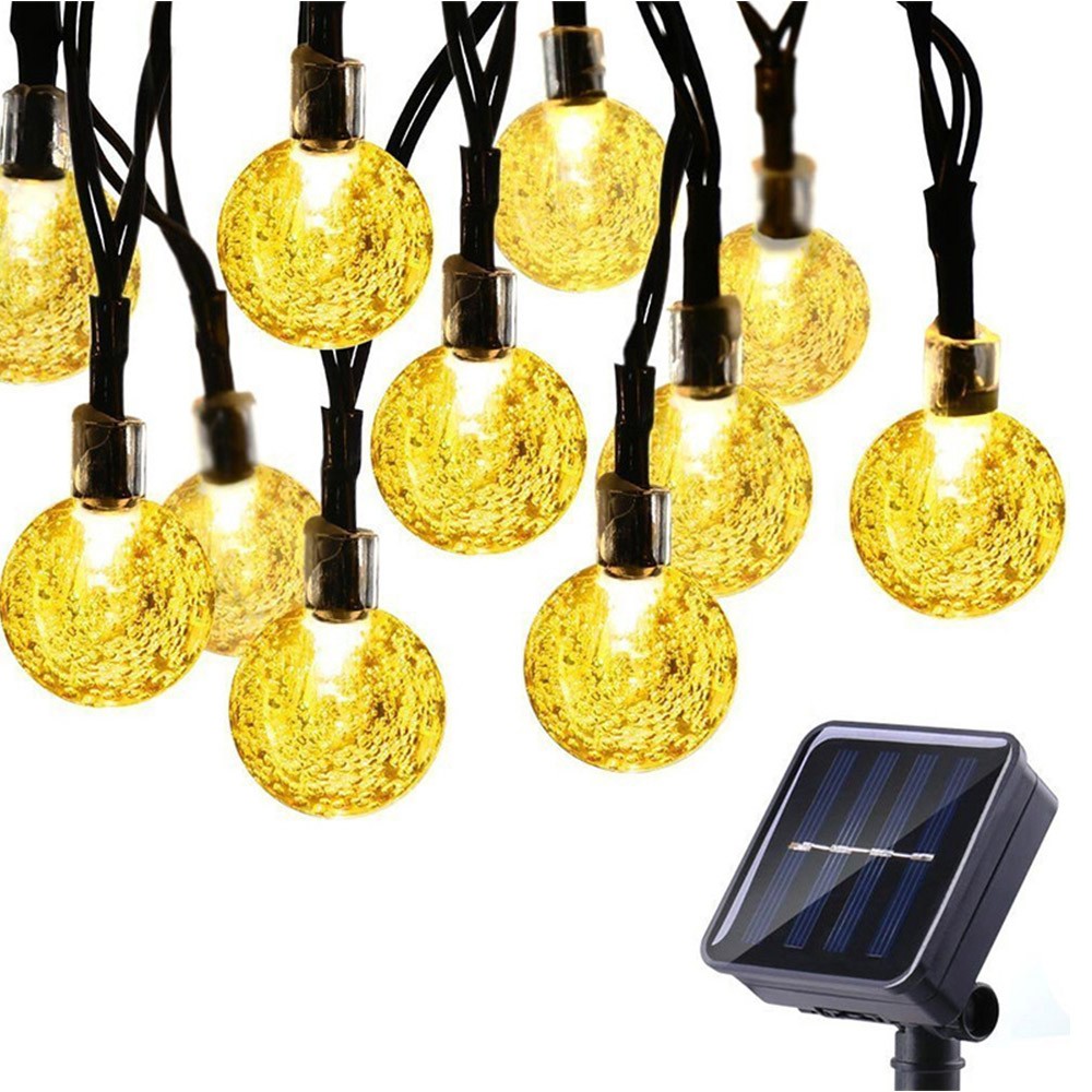 

Solar String Lights, 24mm Waterproof Fairy Lights, 100 LED Crystal Ball, 8 Modes, 12m Length, for Garden, Patio, Christmas, Wedding, Home, Party - Warm Light, Red