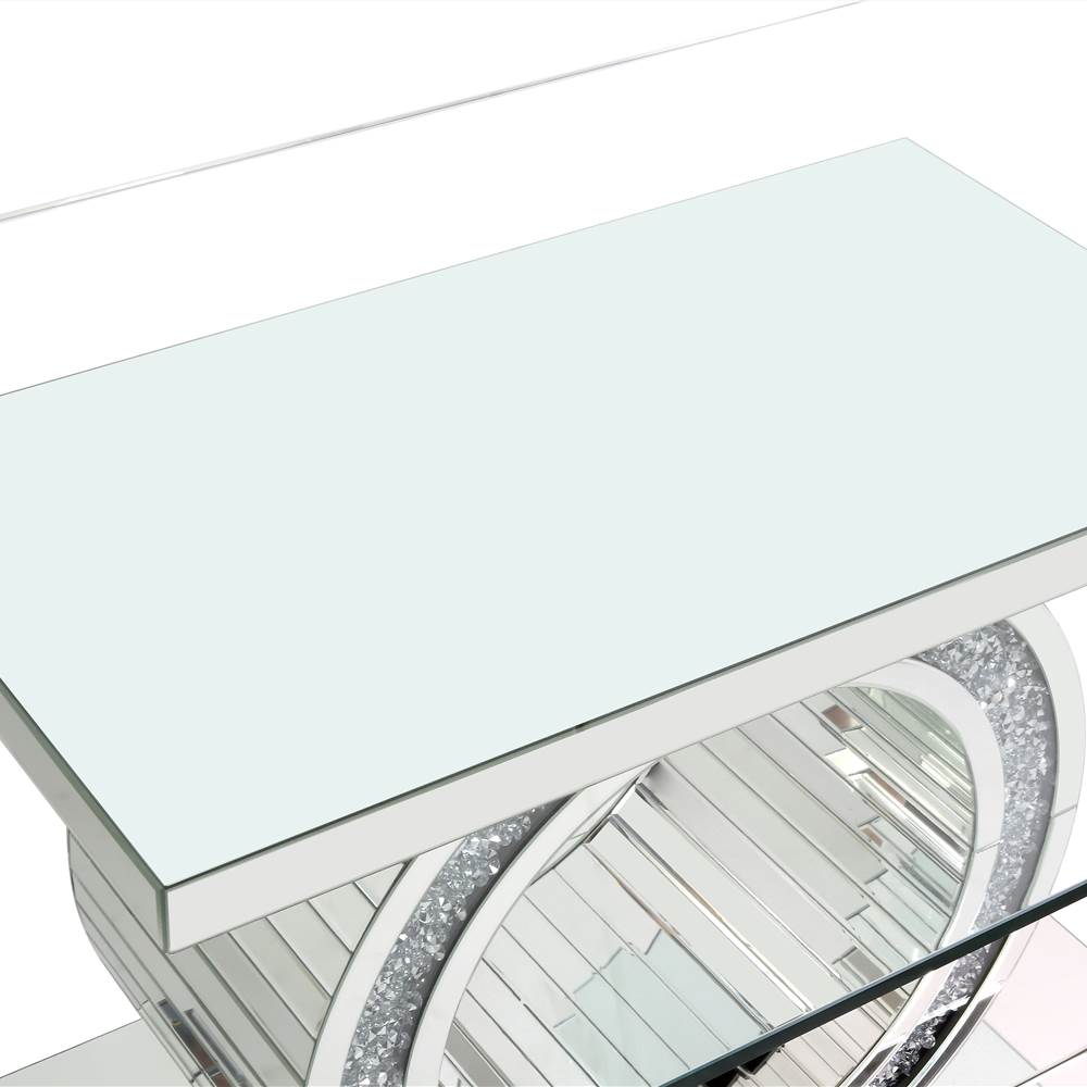 ACME Noralie DINING TABLE Mirrored & Faux Diamonds DN00720