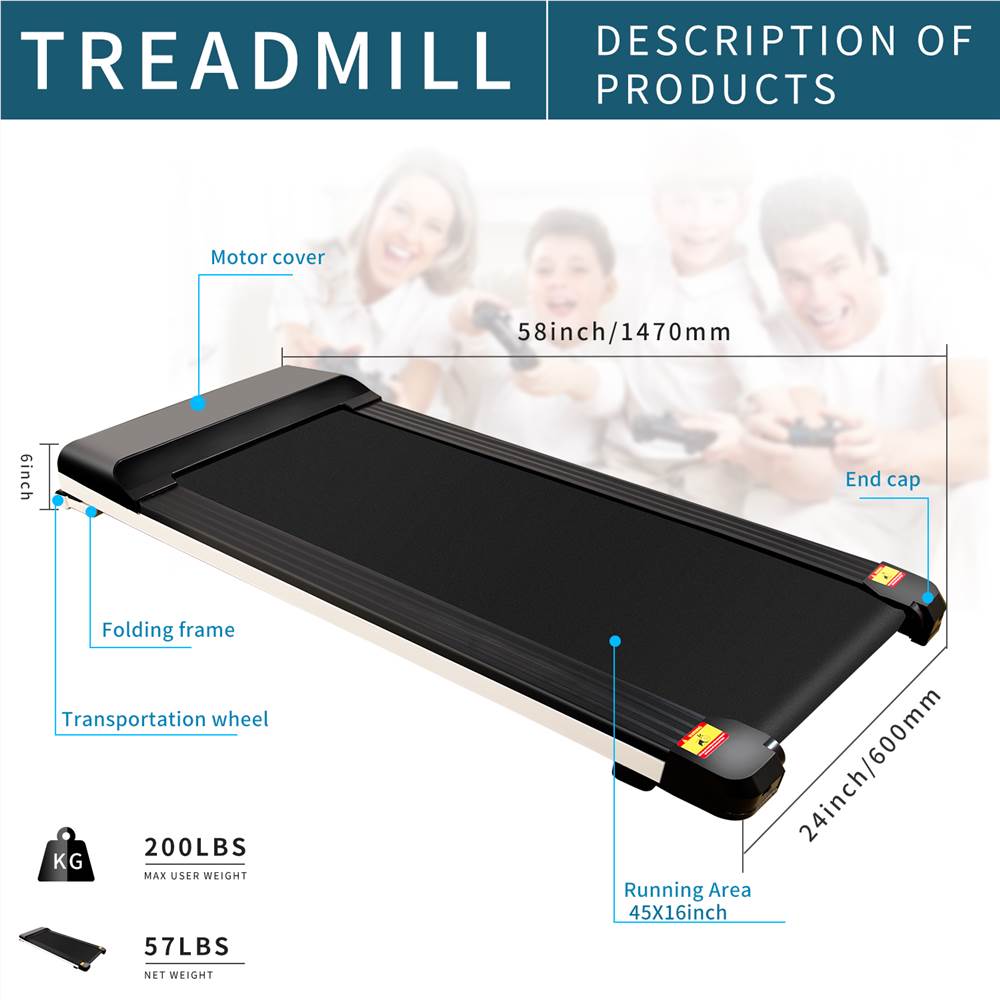 UMAY Portable Treadmill Under Desk Walking Pad Flat Slim Treadmill