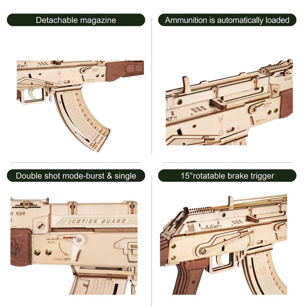 Rokr Assault Rifle Ak Wooden Puzzle Kit Europe