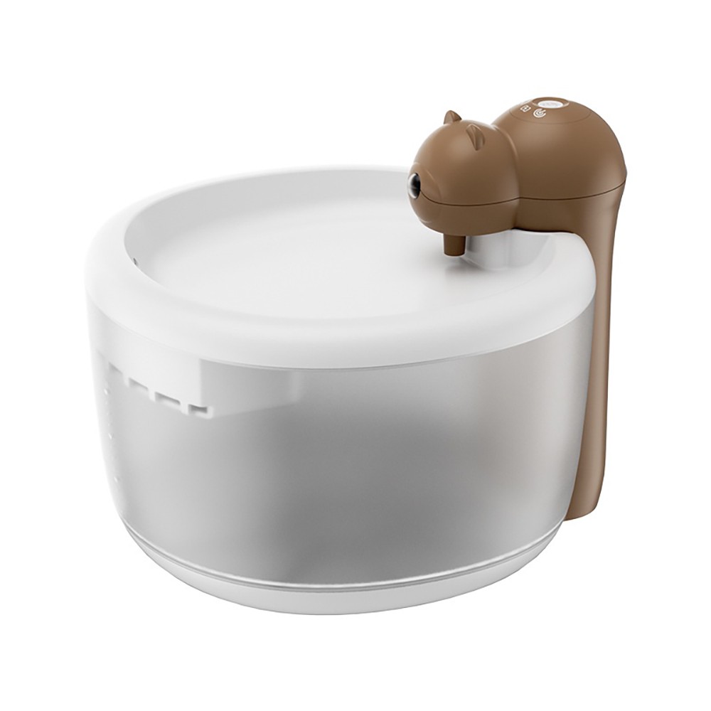 

Fluffee Cute Bear Wireless Pet Fountain Water Dispenser, 2.2L Capacity, Low Noise, 2200mAh Battery - Brown, Khaki