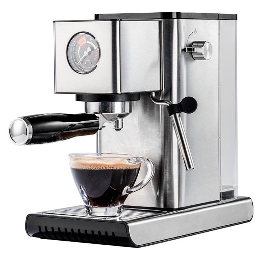 

KONKA KKFJ-1202 Espresso Coffee Machine, 15Bar Pressure, 1.2L Water Tank, Steam Milk Froth, with Pressure Dial, EU Plug - Silver