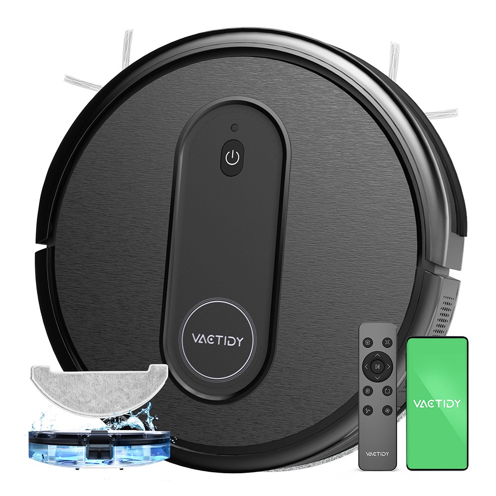

Vactidy T7 Robot Vacuum Cleaner, 2 in 1 Mopping Vacuum, 2800Pa Suction, 250ml Dust Bin, Carpet Detection, App/Voice Control, Up to 120 Mins Runtime