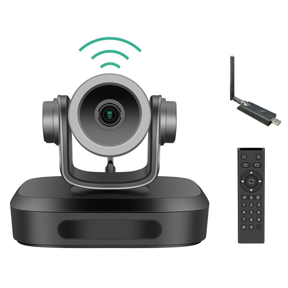 

GUCEE G07-3X 2.4G Wireless Video Conference PTZ Camera, 3X Optical Zoom, 1920*1080 Resolution, Auto Focus, Digital Noise Reduction - EU Plug, Black