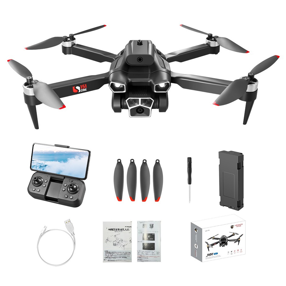 S151 Foldable Brushless Drone 2.4GHz Optical Flow Positioning 4-Sided Obstacle Avoidance - 1 Battery, Dual Cameras, Black
S151 Foldable Brushless Drone 2.4GHz Optical Flow Positioning 4-Sided Obstacle Avoidance - 1 Battery, Dual Cameras, Black