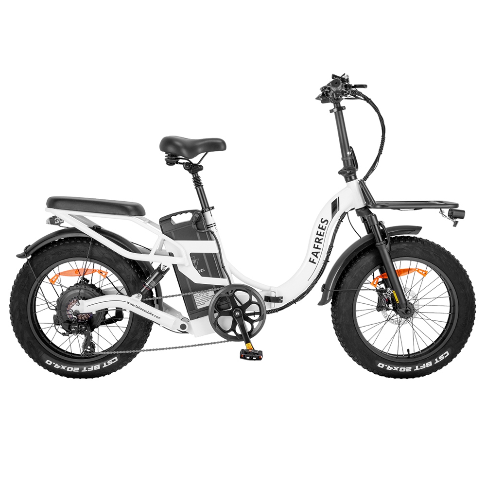 

F20 X-Max Electric Bike 20*4.0 inch Fat Tire 750W Brushless Motor 48V 30AH Samsung Battery 25km/h Default Max Speed 200km Max Range Shimano 7 Speed Gear Shift System Hydraulic Disc Brakes - White