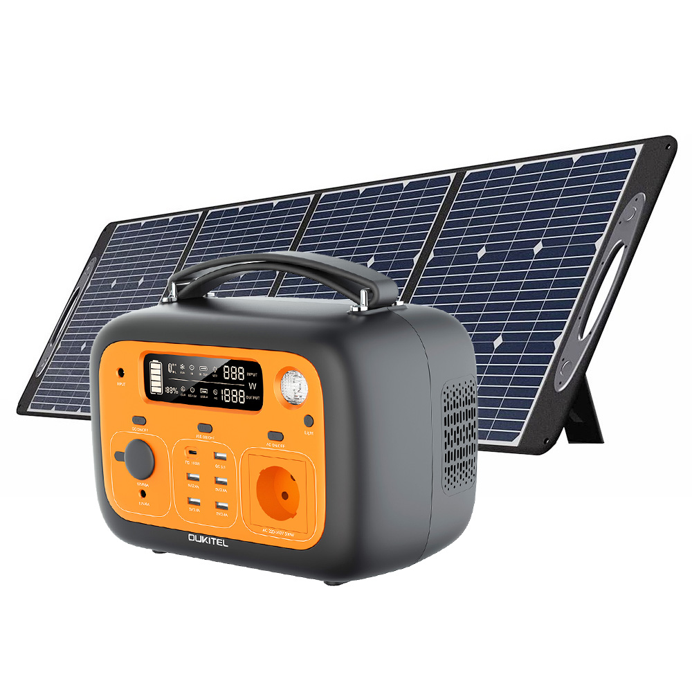 

OUKITEL P501 Portable Power Station + OUKITEL PV200 Foldable Solar Panel, 505Wh 140400mAh Portable Generator 500W AC Outlet - Orange
