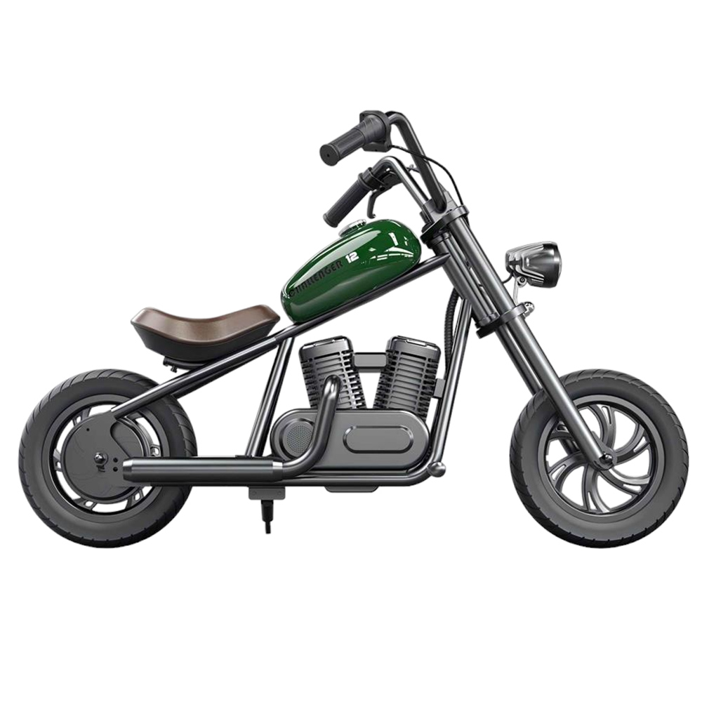 

HYPER GOGO Challenger 12 Basic Edition Electric Chopper Motorcycle for Kids 24V 5.2Ah 160W with 12'x3' Tires, 12KM Top Range - Green