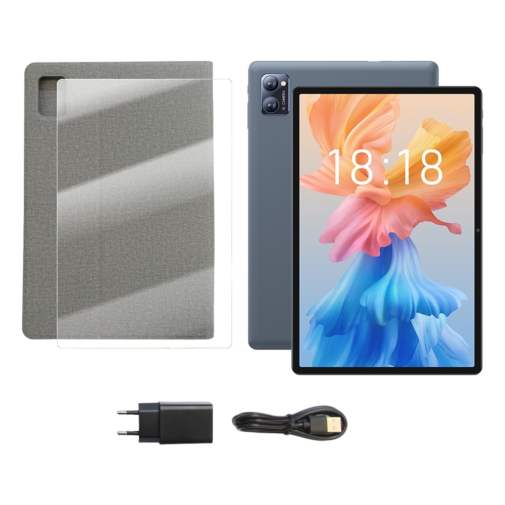 

N-one Npad Y1 10.1-inch Tablet, 1280x800 HD IPS Touchscreen, Rockchip 3562, Android 13, 4GB+4GB RAM 64GB ROM, 2.4GHz WiFi Bluetooth 5.0, 5000mAh Type-C Charging, 5MP+2MP Camera, TF Card Slot*1 Earphone Port*1, with Leather Case and Tempered Film