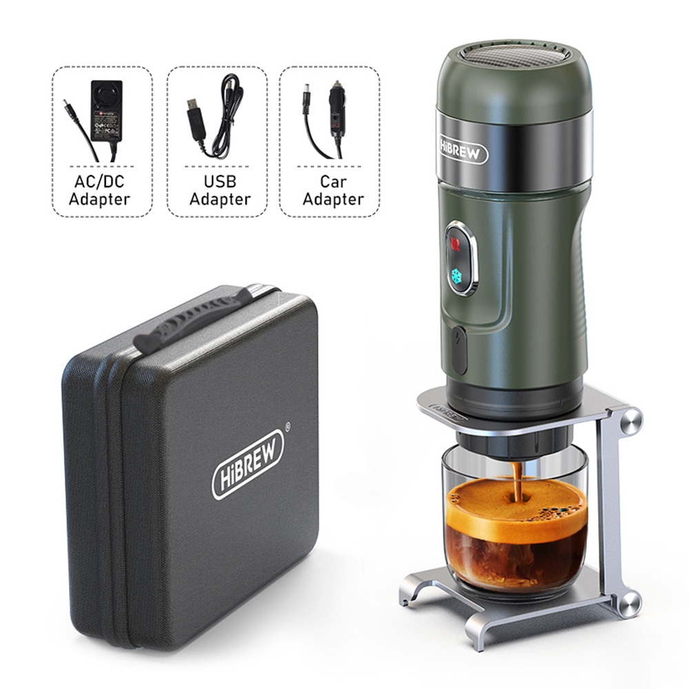 

HiBREW H4B Wireless Portable 3 in 1 Espresso Coffee Maker, 15 Bar Pressure, 2200mAh Rechargeable Battery, with Adapter Storage Bag Bracket