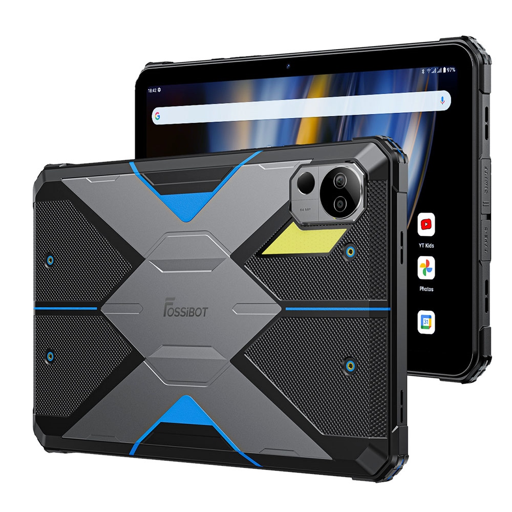 

FOSSiBOT DT2 Rugged Tablet, 10.4'' 1200x2000 2K Display, MTK Helio G99 Octa Core 2.0GHz, 12GB RAM 256GB ROM, 64MP+32MP Camera, 22000mAh 66W Fast Charge, LED Flasher, 4G Dual SIM WiFi6, Galileo GPS GLONASS, Water/Dust/Shock-proof, Android 13 - Blue