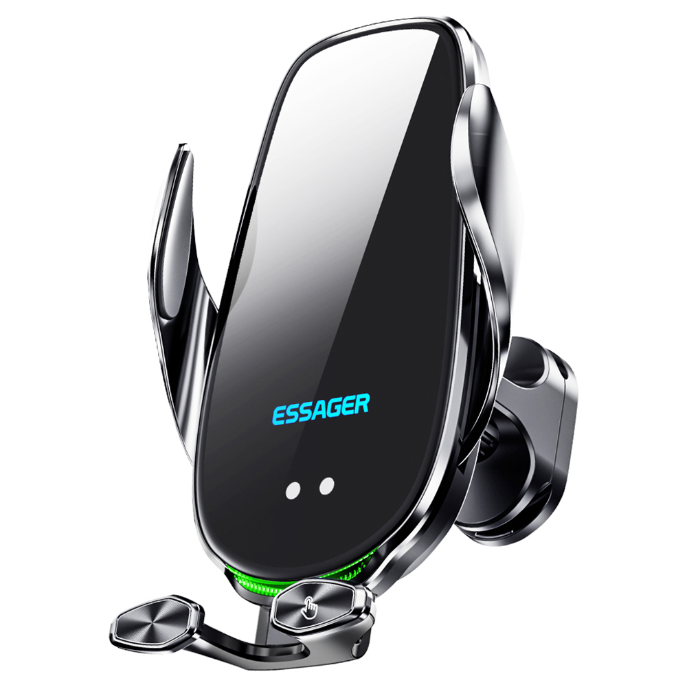 

ESSAGER Qi 15W Wireless Charger Car Phone Holder, Air Outlet Mount, for iPhone 14 13 12 X Pro Max / Xiaomi Huawei Fast Charging
