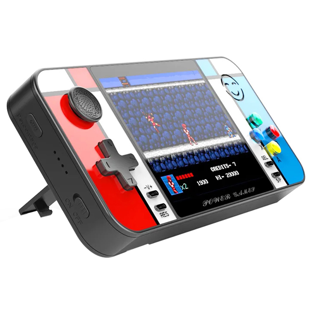 

D41 2-in-1 Handheld Game Console Power Bank, 3.5 inch LCD Screen, 500 Games, Built-in USB Cable and 3 Date Cables for Mobile Phone Charging, Support Dual Gamepads Connection and HD Output, 8000mAh Battery - Black+Red+Blue