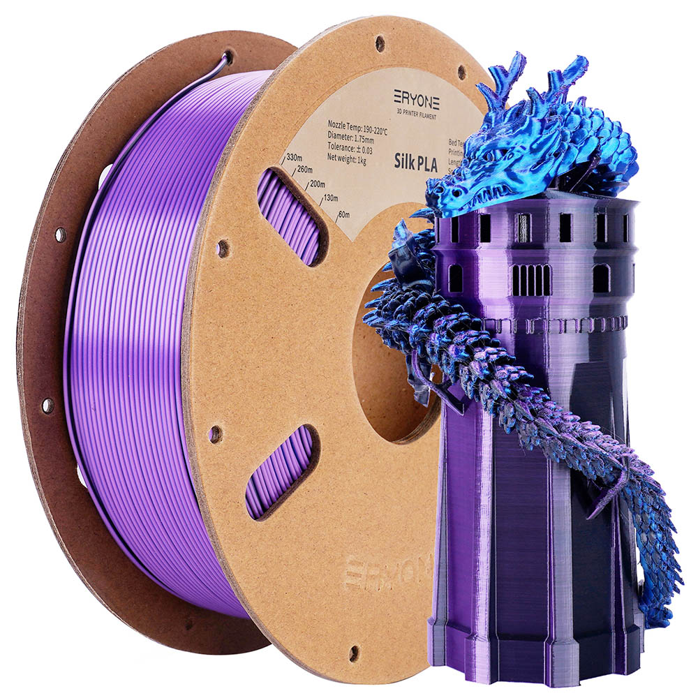 

ERYONE Triple-Color Silk PLA Filament 1kg - Black & Blue & Purple