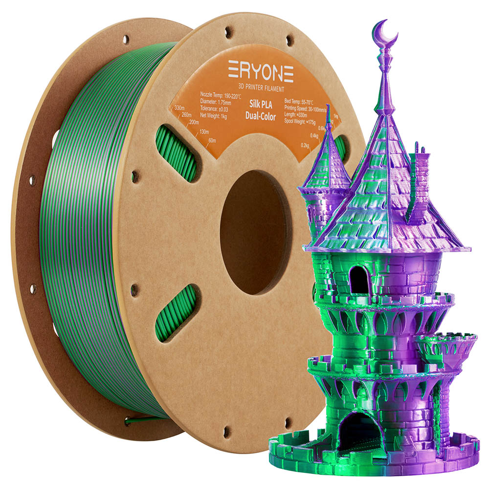 

ERYONE Dual Color Silk PLA Filament 1kg - Purple & Green