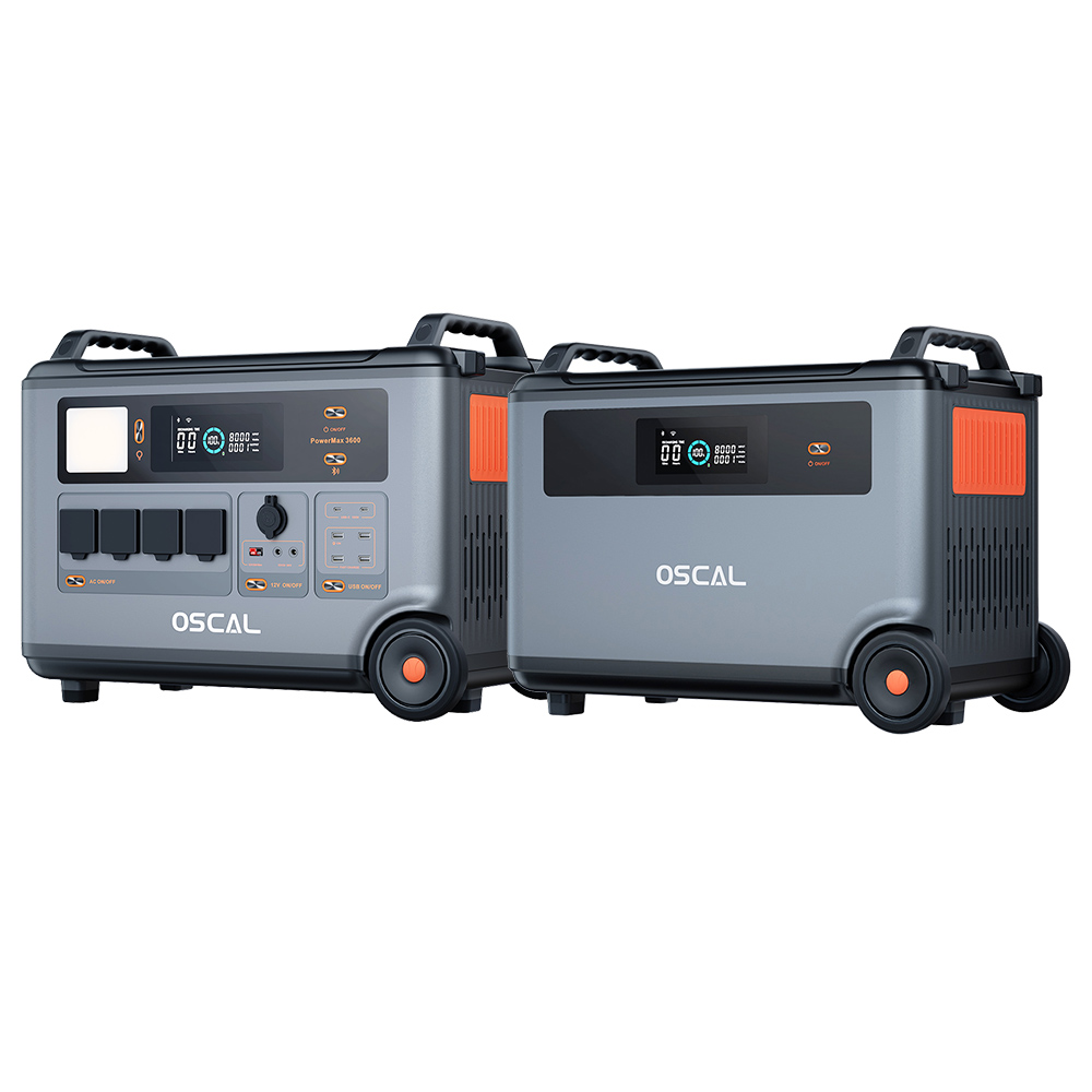 

Blackview Oscal PowerMax 3600 Rugged Power Station + Oscal BP3600 3600Wh Extra Battery Pack, 3600Wh to 57600Wh LiFePO4 Battery, 14 Outlets, 5 LED Light Modes, Morse Code Signal