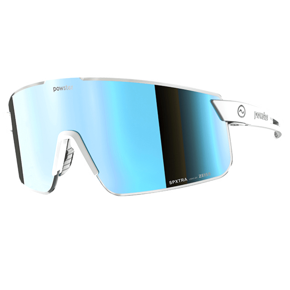 

Powster Phantom Cycling Glasses Zeiss SPXTRA Lenses - Light Blue, White Frame, Black